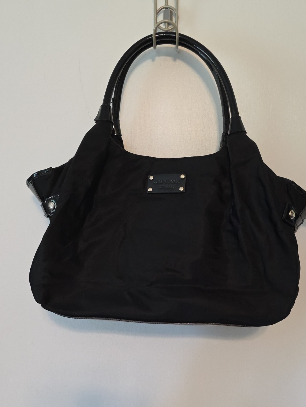 kate spade Black Nylon Shoulder Bag with Patent Handles
